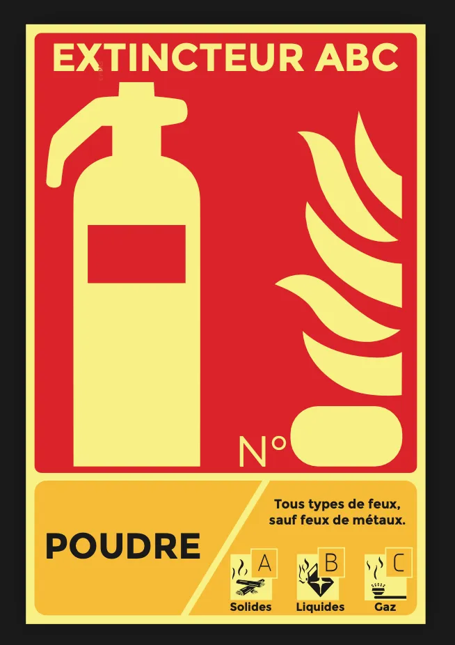[ABC1015PH] Panneau Extincteur Photoluminescent ABC - PVC 1mm