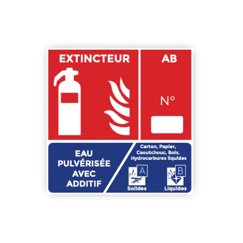 Panneau Extincteur AB 10x10cm - PVC 1mm