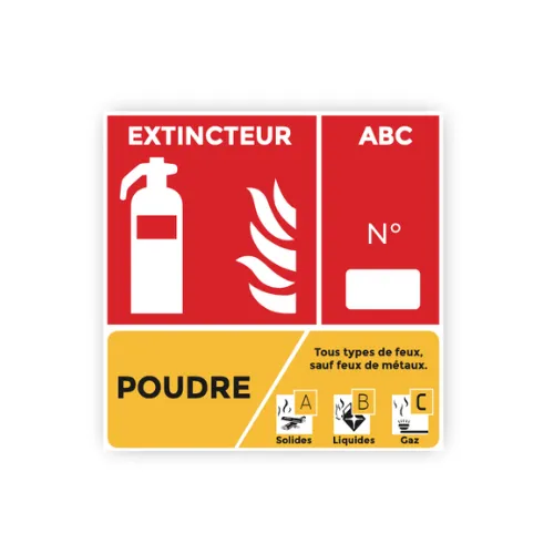 Panneau Extincteur ABC 10x10cm - PVC 1mm