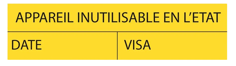 [ETI-INUT] Etiquettes en rouleau - Appareil inutilisable en l’état 13x3cm (500 étiquettes)